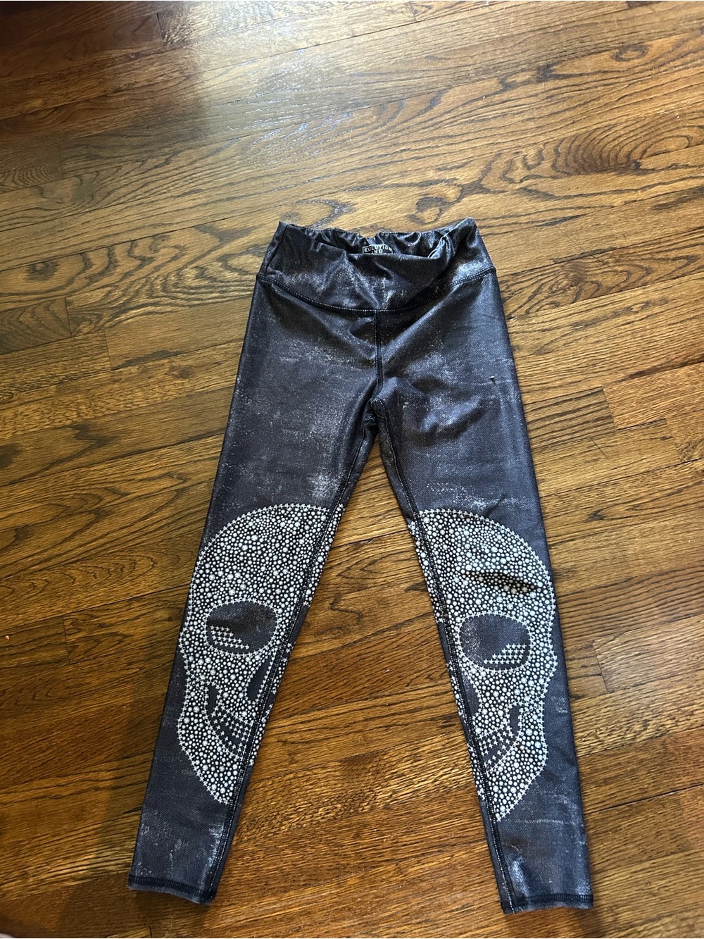 Evolution and Creation Black Shiny Skull Leggings